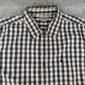 Carhartt Shirt Men's 2XL Gray Plaid Relaxed Fit Short Sleeve Work Outdoor Casual